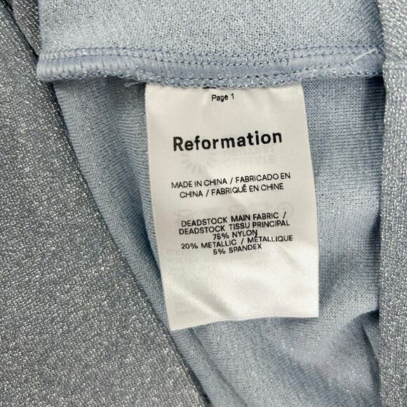 Reformation Paprika Light Blue Sparkle Long Sleeve Mini Dress Large - Picture 7 of 7